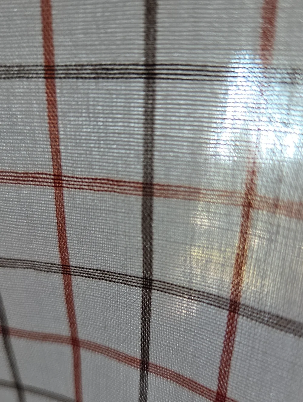 Checker Stripes Vintage Brick Red - Black - Grey - White Sheer Cotton Fabric 3yd